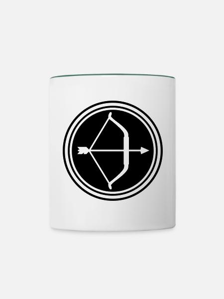 Pfeil und Bogen - Tasse zweifarbig - Weiß/Dunkelgrün