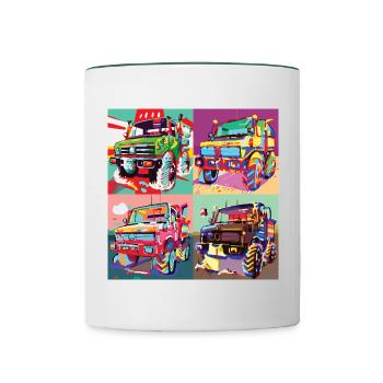 Unimog - Modern - Warhol - Outil motorisé universel - Mug contrasté - blanc/vert foncé - Devant