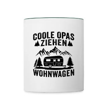Coole Opas Ziehen Wohnwagen - Tasse zweifarbig - Weiß/Dunkelgrün - Vorne