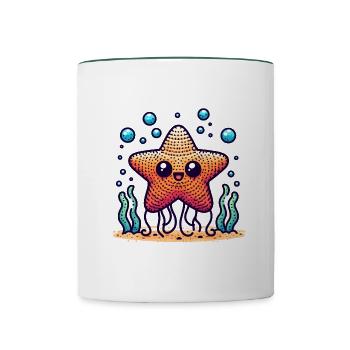 Amigurumi star diving in the water - Contrasting Mug - white/dark green - Front
