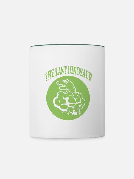 Der letzte Dino - Tasse zweifarbig - Weiß/Dunkelgrün