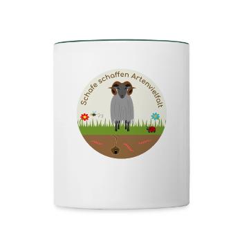 Les moutons créent de la biodiversité Heidschnucke - Mug contrasté - blanc/vert foncé - Devant