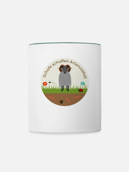 Les moutons créent de la biodiversité Heidschnucke - Mug contrasté - blanc/vert foncé