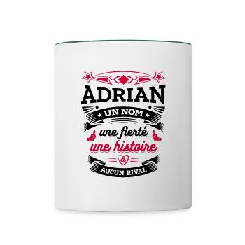 ADRIAN UN NOM UNE FIERTÉ AUCUN RIVAL - Mug contrasté - blanc/vert foncé - Devant