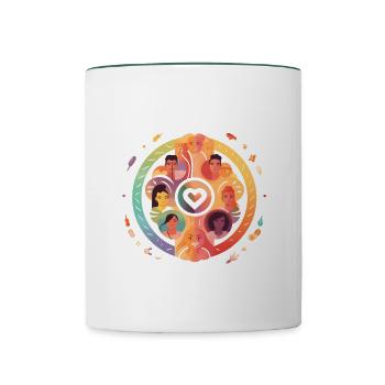 Diversität und Toleranz - Tasse zweifarbig - Weiß/Dunkelgrün - Vorne