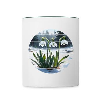 Perce-neige cadeau Galanthis Nivalis - Mug contrasté - blanc/vert foncé - Devant