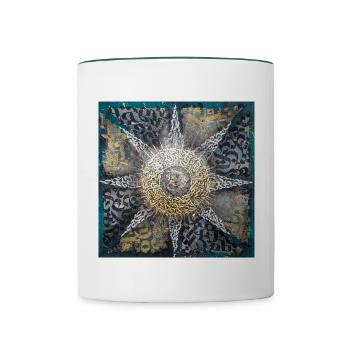 Calligraffiti - Sonne - Tasse zweifarbig - Weiß/Dunkelgrün - Vorne