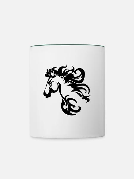 Pferd Tribal - Tasse zweifarbig - Weiß/Dunkelgrün