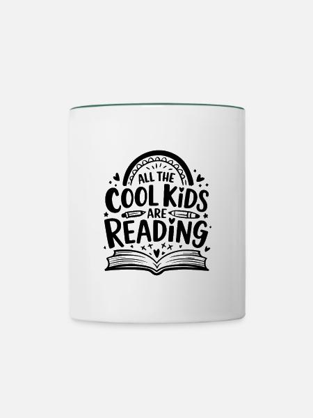 All Cool Kids Are Reading - Tasse zweifarbig - Weiß/Dunkelgrün
