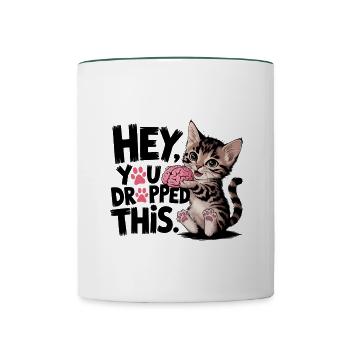 Hé, tu as laissé tomber ça - Mug contrasté - blanc/vert foncé - Devant