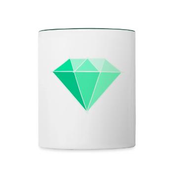 Edelsteine: Smaragt Zeichnung / Symbol. Juwel. - Tasse zweifarbig - Weiß/Dunkelgrün - Vorne