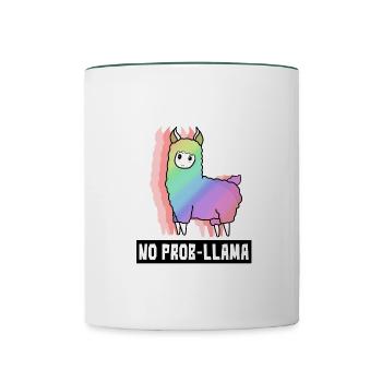 No Prob-llama LLama Alpaca Funny Rainbow Cute - Contrasting Mug - white/dark green - Front