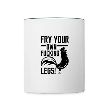 Chemise VEGAN · FUCKING LEGS · Cadeau / - Mug contrasté - blanc/vert foncé - Devant