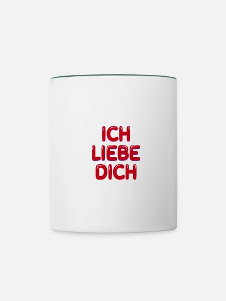 Ich liebe dich - Tasse zweifarbig - Weiß/Dunkelgrün