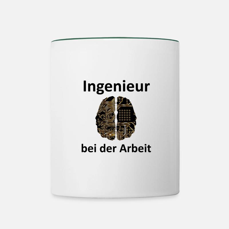 Engineer at work, student, brain, nerd - Contrasting Mug - white/dark green