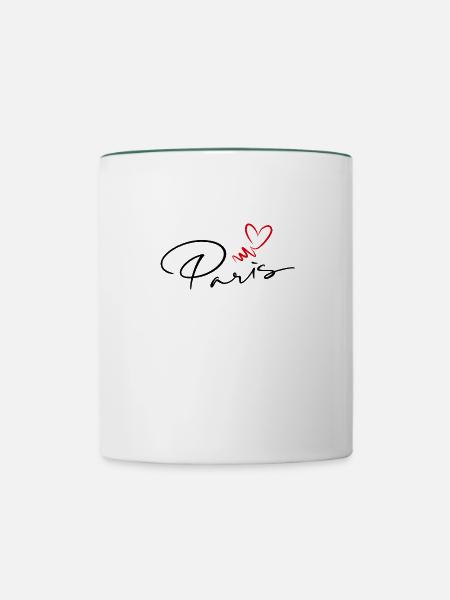 Ich liebe Paris - Tasse zweifarbig - Weiß/Dunkelgrün