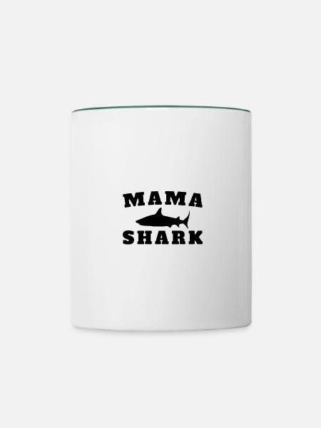 Mama Shark - Tasse zweifarbig - Weiß/Dunkelgrün