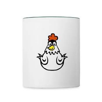 hen drawing 14 1 - Contrasting Mug - white/dark green - Front