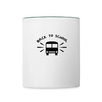 Schulanfang back to school - Tasse zweifarbig - Weiß/Dunkelgrün - Vorne