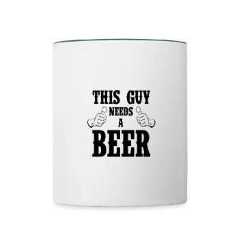 J'ai besoin de bière! Boire Boire Boire Fête - Mug contrasté - blanc/vert foncé - Devant