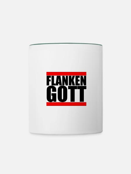 Flankengott Fußballspieler Mittelfeld Außen flanke - Tasse zweifarbig - Weiß/Dunkelgrün