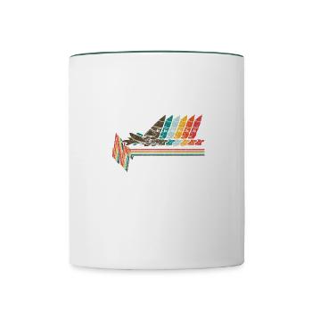 Herzschlag Windsurfer Windsurfen Vintage Geschenke - Tasse zweifarbig - Weiß/Dunkelgrün - Vorne