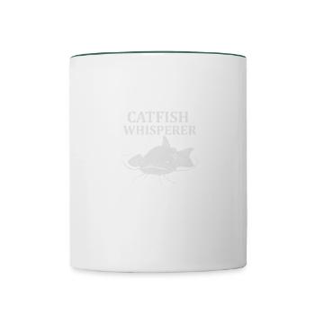 Cadeau poisson poisson pêcheur à tête plate - Mug contrasté - blanc/vert foncé - Devant