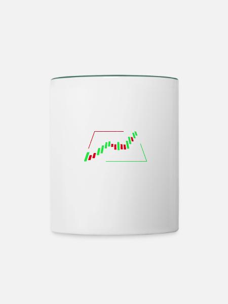 Börsenhändler Candlestick Chart Trading Geschenk - Tasse zweifarbig - Weiß/Dunkelgrün