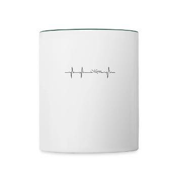 Meyer Herzschlag Familie Nachname Geschenk - Tasse zweifarbig - Weiß/Dunkelgrün - Vorne
