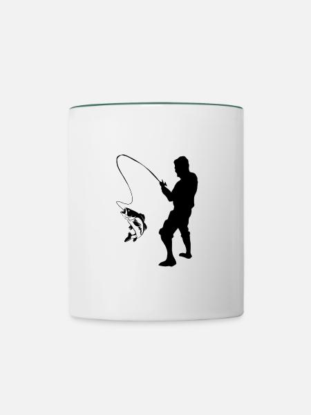 Fischer Angler Fischfang Fischerei Geschenkidee - Tasse zweifarbig - Weiß/Dunkelgrün