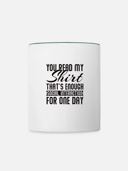 Introvertiert Sarkasmus Introvertierter Schüchtern - Tasse zweifarbig - Weiß/Dunkelgrün