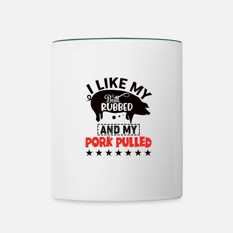 BBQ Grill Smoker Barbecue Pork Pulled Camping - Contrasting Mug - white/dark green