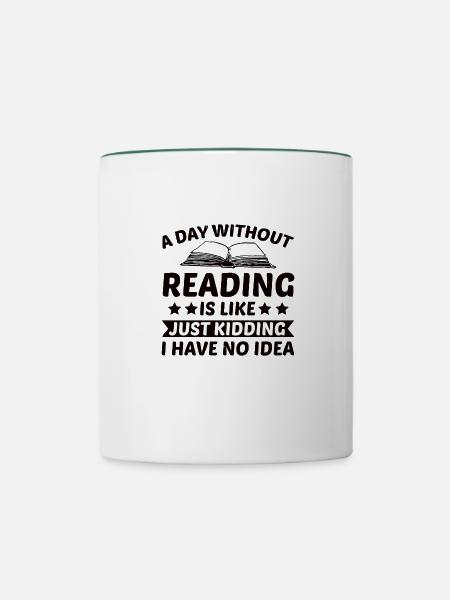 Bücher Lesen - Tasse zweifarbig - Weiß/Dunkelgrün