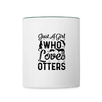 Otter Otter Sea Otter Water Marten Girl - Contrasting Mug - white/dark green - Front