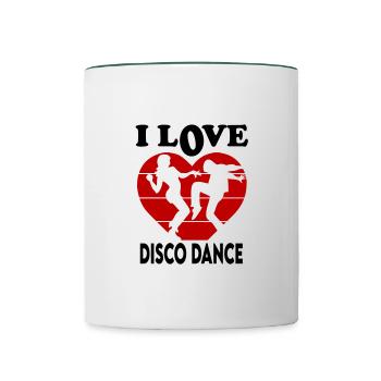 I Love Disco Dance Ich liebe Disco Tanz Dancing - Tasse zweifarbig - Weiß/Dunkelgrün - Vorne