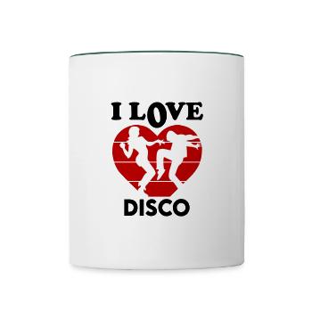 I Love Disco Ich liebe Disco Dancing Music Musik - Tasse zweifarbig - Weiß/Dunkelgrün - Vorne