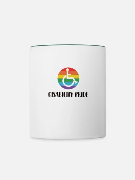 LGBTQ Rollstuhlunterstützung Rainbow Flag - Tasse zweifarbig - Weiß/Dunkelgrün