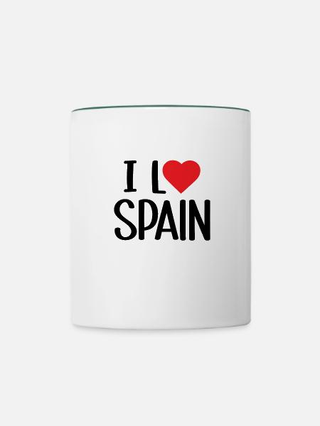 Ich liebe Spanien - Tasse zweifarbig - Weiß/Dunkelgrün