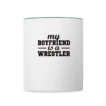 Lutte Lutte Cadeau de lutteur lutteur - Mug contrasté - blanc/vert foncé - Devant