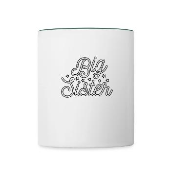 Sister Brother Twins Siblings - Contrasting Mug - white/dark green - Front