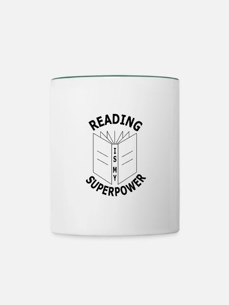 Bücher Lesen Bücherwurm - Tasse zweifarbig - Weiß/Dunkelgrün