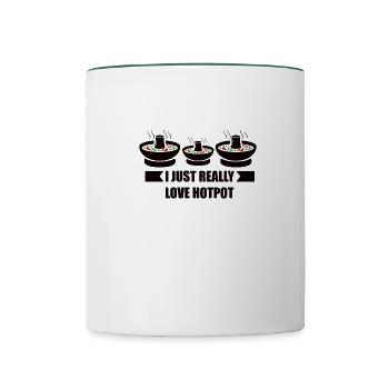 Chinesisches Fondue Feuertopf Hotpot - Tasse zweifarbig - Weiß/Dunkelgrün - Vorne
