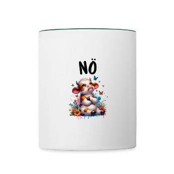 Cow Saying Nope for Boys and Girls - Contrasting Mug - white/dark green - Front