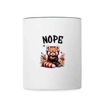 Panda roux Drôle de dicton Nope Renard de Feu - Mug contrasté - blanc/vert foncé - Devant