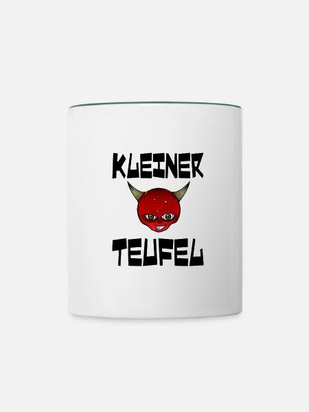 Kleiner Teufel - Tasse zweifarbig - Weiß/Dunkelgrün
