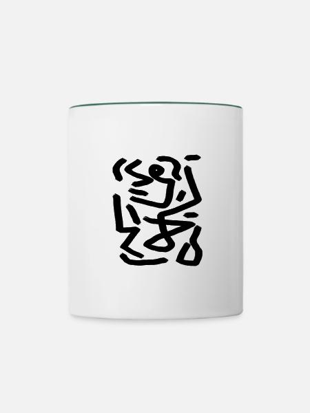 Abstract Artwork - Tasse zweifarbig - Weiß/Dunkelgrün