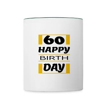 Geburtstag Happy Birthday 60 - Tasse zweifarbig - Weiß/Dunkelgrün - Vorne