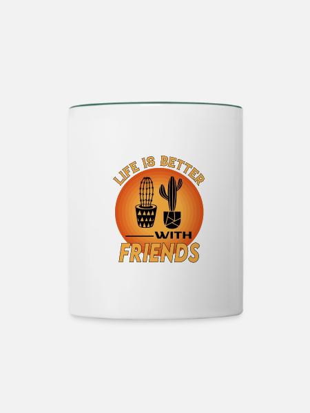 Amis Amis Amitié La vie est meilleure - Mug contrasté - blanc/vert foncé