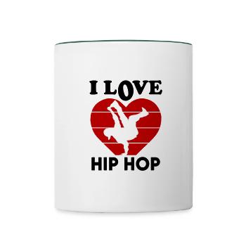 I Love Hip Hop Ich liebe Hip Hop Dancing Tanzen - Tasse zweifarbig - Weiß/Dunkelgrün - Vorne