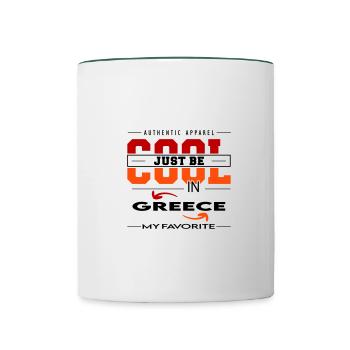 Greece Griechenland Land Urlaub Reise verreisen - Tasse zweifarbig - Weiß/Dunkelgrün - Vorne
